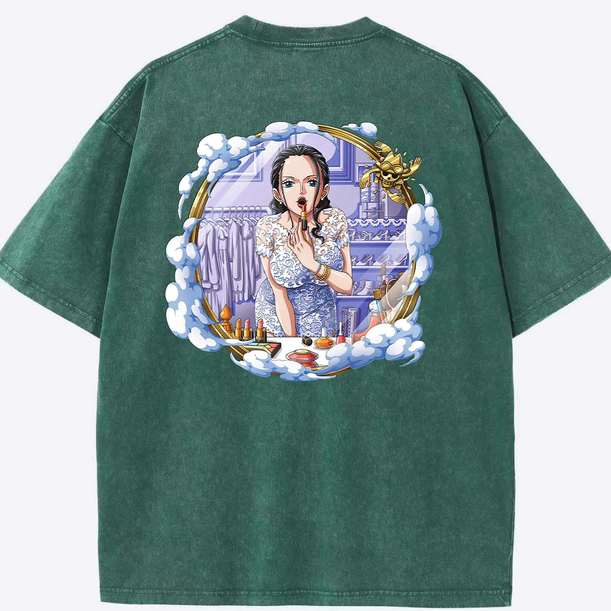 ワンピース ニコ・ロビン ONE PIECE Nico Robin 綿100% ヴィンテージ風 半袖Tシャツ（背面プリント）